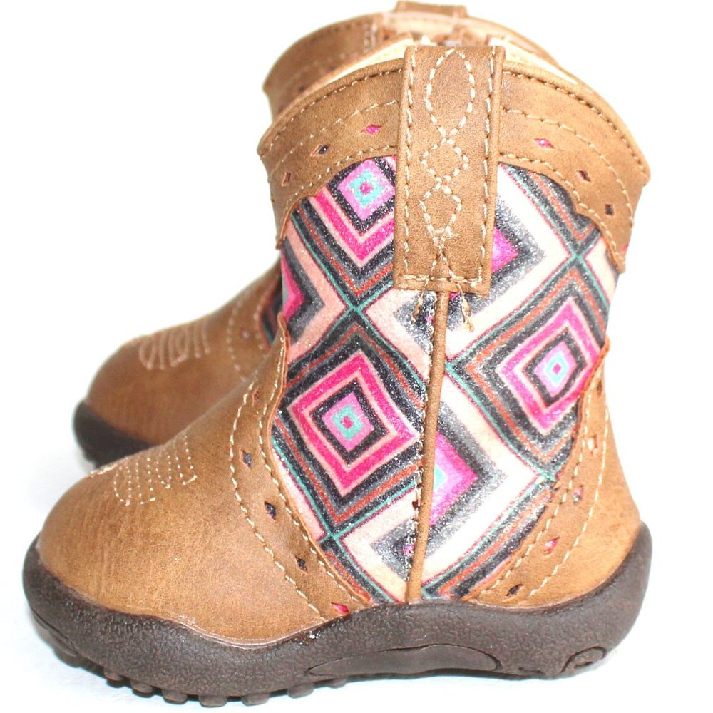 Roper Cowbabies Glitter Geo Tan Boots Infants Sz 1